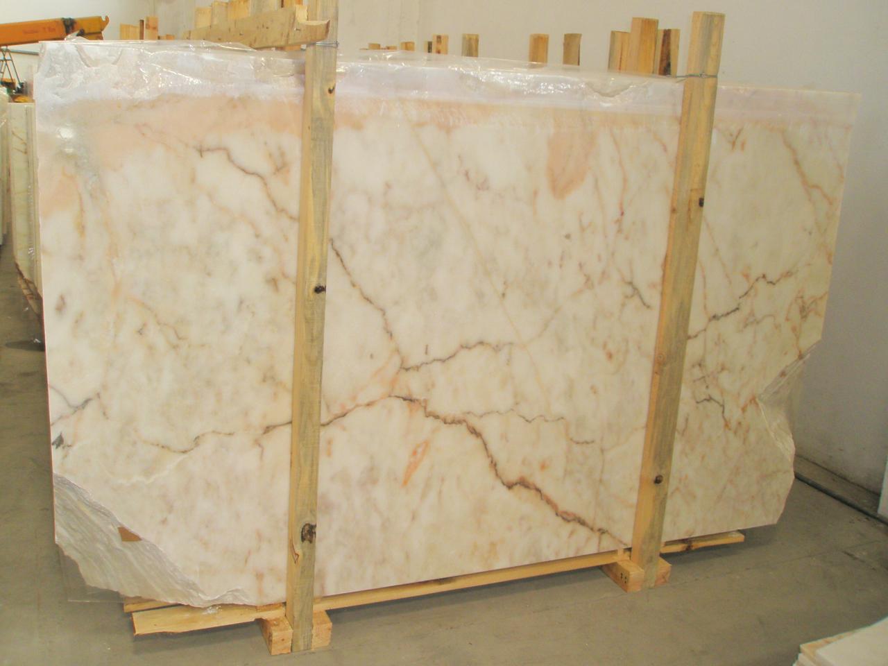 The Rosa Aurora Marble is a white coloured marble with thin to medium grain and a slight brownish coloured vein with some occasional light pink brown areas
